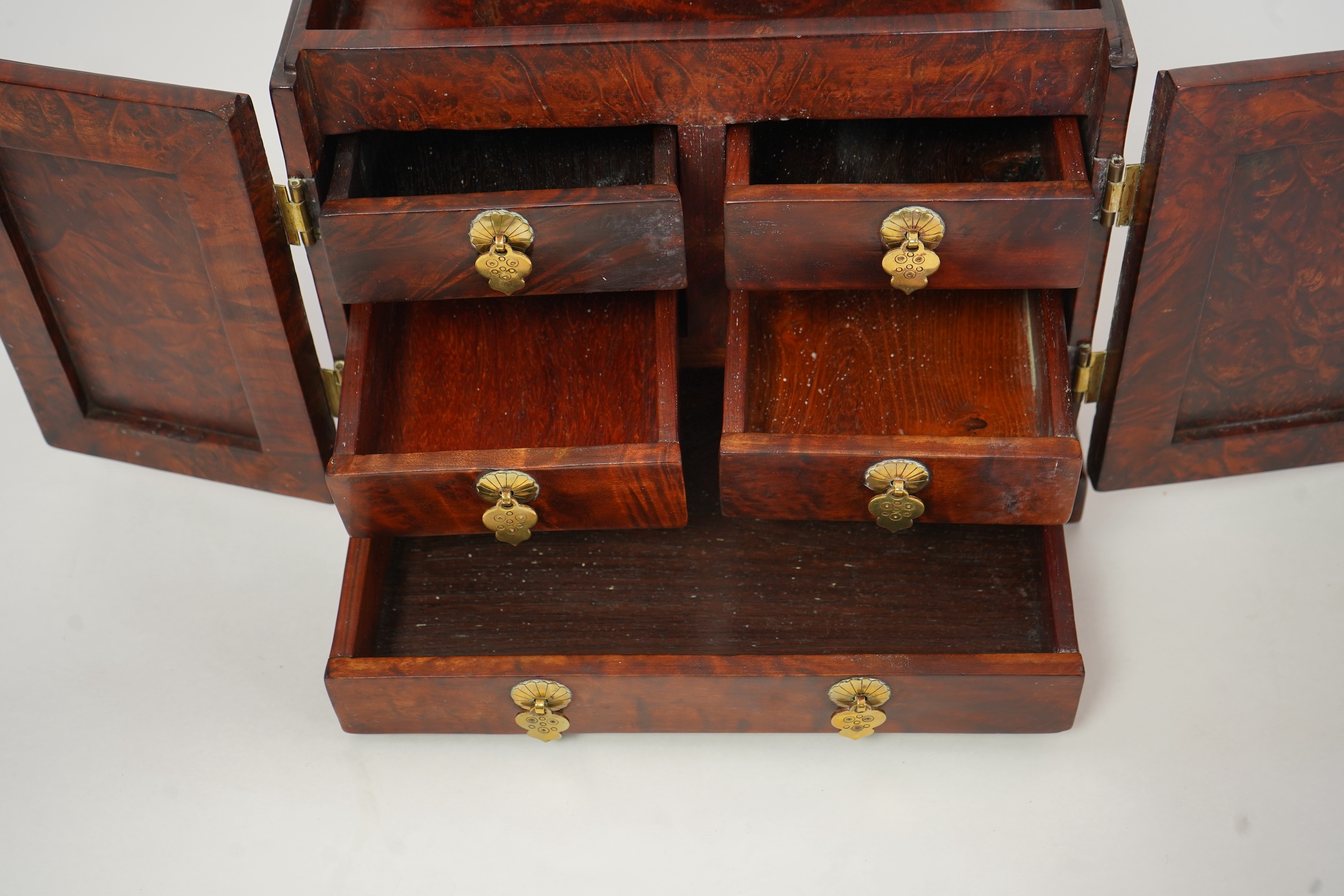 A Chinese burrwood scholar's cabinet, 19th century